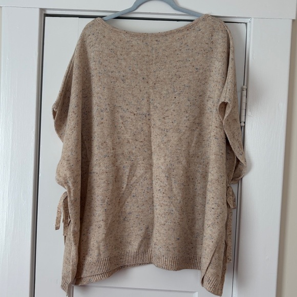 LOFT Beige Knit Poncho with Side Ties - Picture 4 of 6